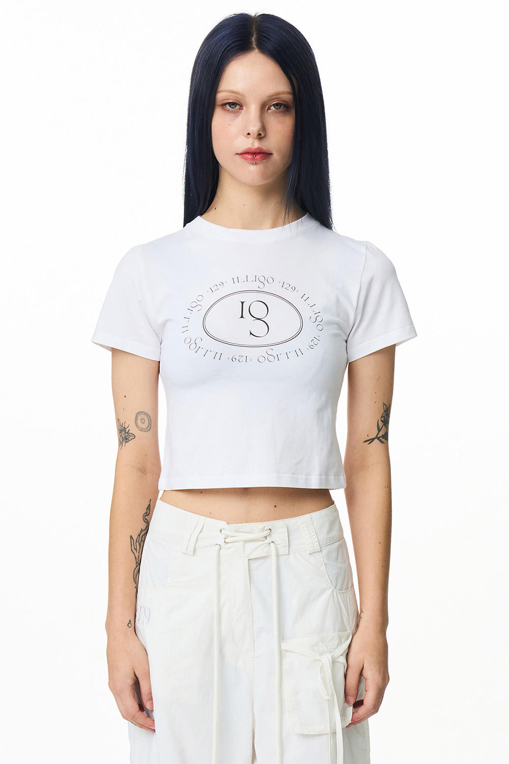 [Pre-sent on 6/4th] Signature Cropped T-shirt white.