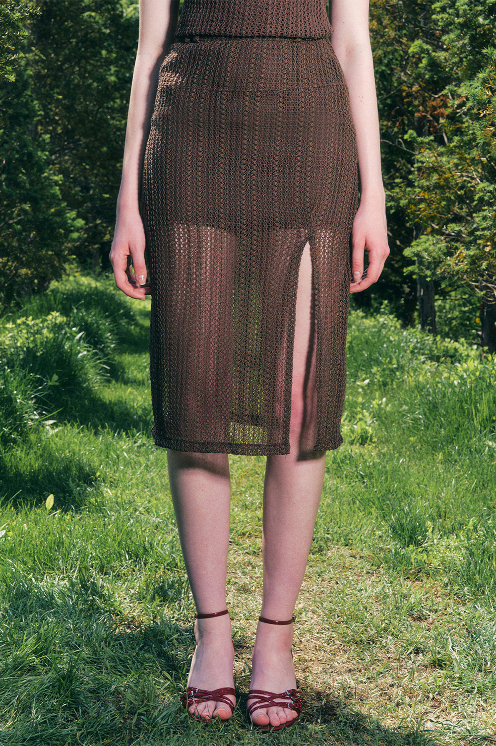 layered knit skirt brown