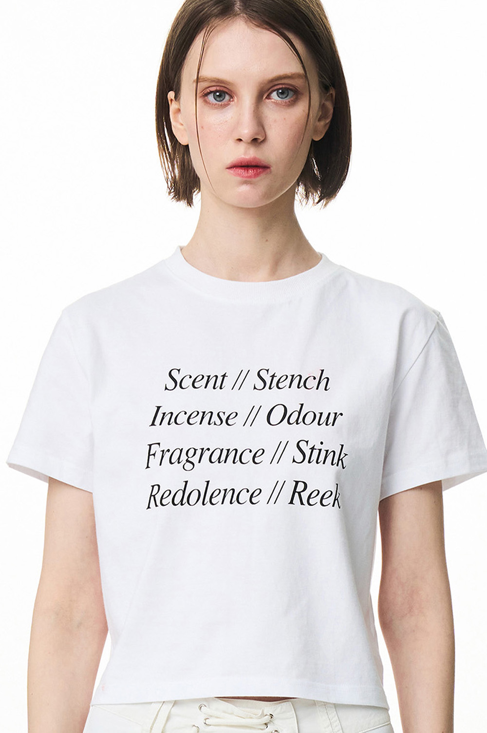 lettering loose cropped T-shirt white