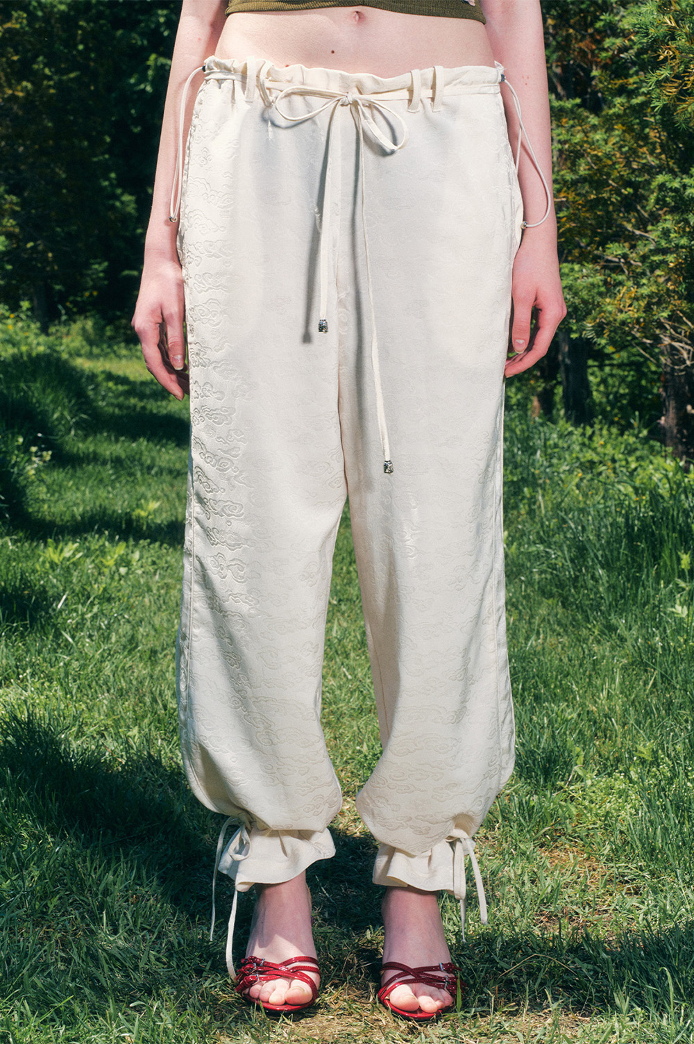 [5/28 Pre-order delivery] Piping Belted Wide Pants Oriental